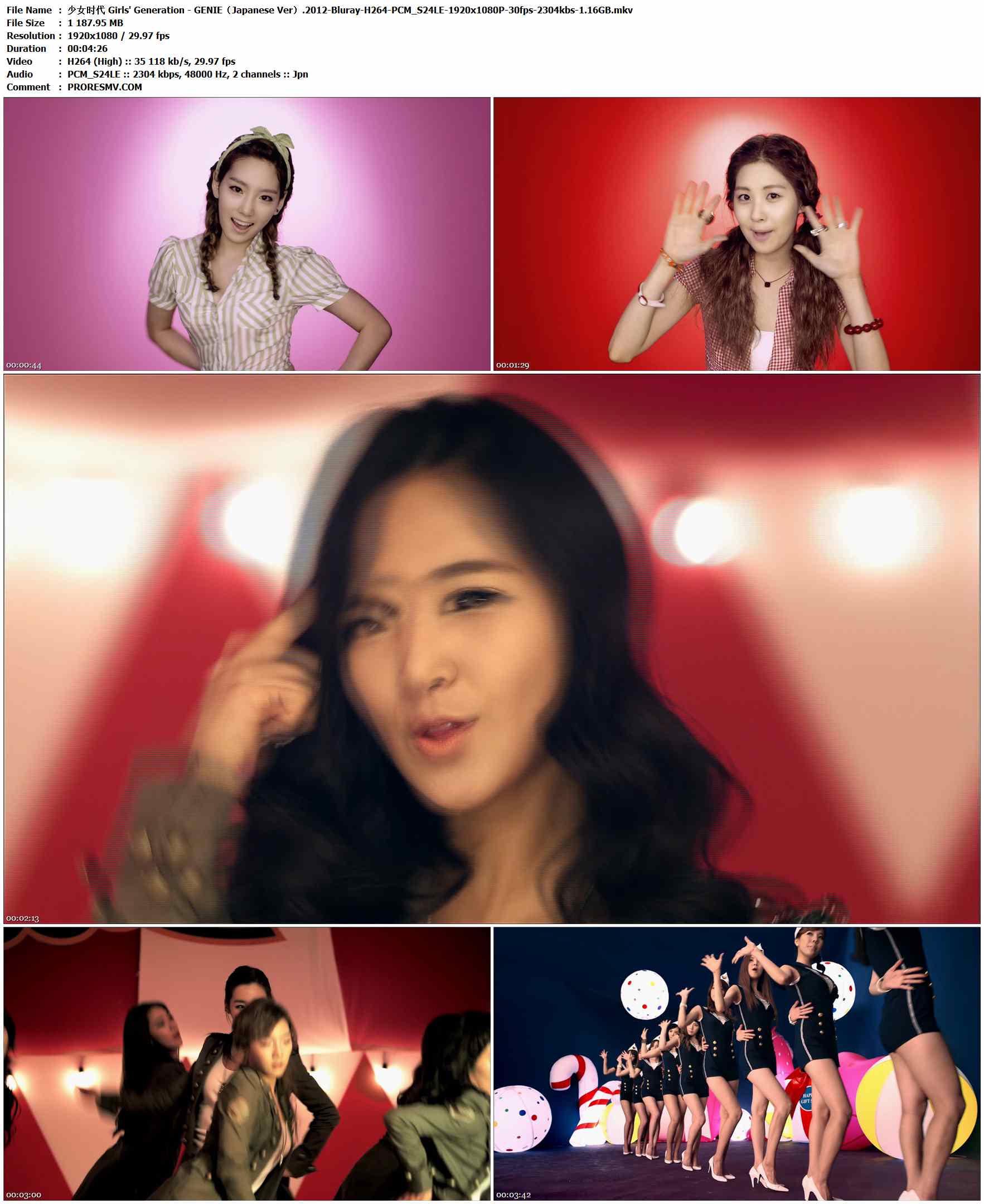 少女时代 Girls' Generation - GENIE（Japanese Ver）.2012-Bluray-H264-PCM_S24LE-1920x1080P-30fps-2304kbs-1.16GB官方MV_高清MV